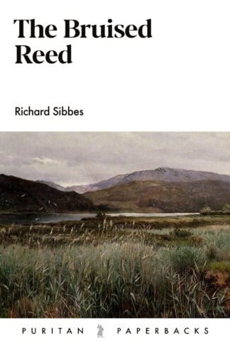 Alt text: Classic book cover for "The Bruised Reed" by Richard Sibbes, with a scenic landscape painting featuring mountains, grass, and a cloudy sky.