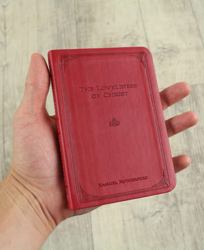 leather bound gift edition of the loveliness of christ by samuel rutherford cover and scale image