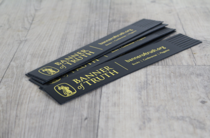 image of the black leather banner of truth bookmark